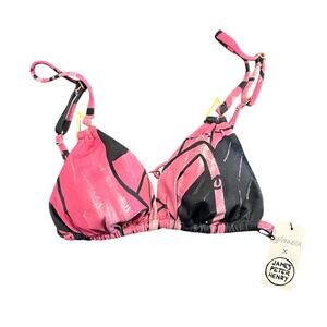NWT Swiminista x James Peter Henry Bikini Top – Pink Abstract, Size Medium
